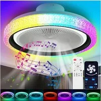 oyajia Deckenleuchte 50W RGB LED Deckenleuchte mit Bluetooth Lautsprecher, Deckenventilator, Luftzirkulationsfunktion, LED fest integriert, RGB Farbwechsel (3000~6500K), Dimmbar LED Deckenventilator Leuchte,für Schlafzimmer Küche Hotel