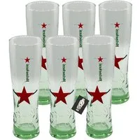 Mixcompany Gläser-Set Heineken Glas 6er-Gläser Set - geeicht 0,25L Grün/Durchsichtig - NE