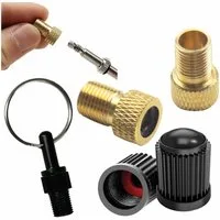 Pitlane Performance Ventilkappe Fahrradventil Adapter Set, (5-St., Fahrradzubehör, Luftpumpe Adapter Set), Adapter Französisches Ventil Dunlop & Presta auf Autoventil (Schrader)