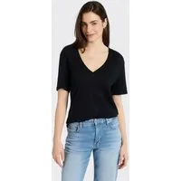BOSS ORANGE T-Shirt Ela Premium Damenmode aus Leinen, V-Ausschnitt