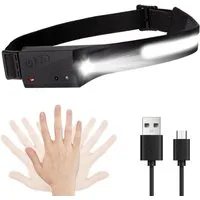 LQWELL LED Stirnlampe Wiederaufladbar, COB-Breitstrahl & Spotlight (Typ-C USB-Lade- Kopflampe, 1-St., 5 Modi Wasserdichte Headlight mit Bewegungssensor), für Nachtlaufen, Radfahren, Camping, Reparieren