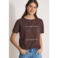 CECIL Print-Shirt Sommershirt, Elastikbund, Ausbrenner-Optik