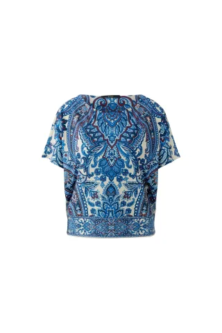 Oui - Shirt offwhite blue - Gr. - 40