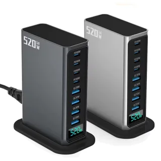 [GaN Tech] Bakeey 520W 8-Port USB PD Charger 4USB-A+4USB-C PD QC SCP PPS Fast Charging Digital Desktop Charging Station