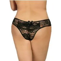 Lau-Fashion Panty-Ouvert Offen Spitze Blumen Transparent Unterhose Slip Dessous S M L XL
