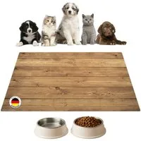 cover-your-desk.de Napfunterlage für Hunde & Katzen „Holz“ aus Premium-Vinyl - Made in Germany, 1-St., rutschhemmend, abwaschbar, reißfest