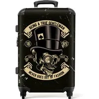 NoBoringSuitcases.com© Hartschalen-Trolley mit leuchtende Räder - Vintage - Ein wahrer Gentleman sein - Schädel -, 4 Rollen, Rollkoffer für Männer, Reisekoffer, Trolley für 20kg
