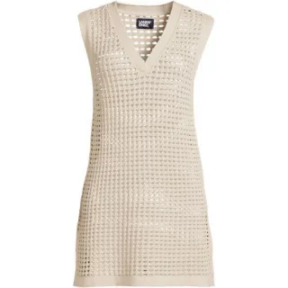 Strick-Strandkleid mit V-Ausschnitt für Damen in Plus-Größe, Damen, size: plus, Beige, Baumwolle, by Lands' End