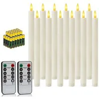 OZAVO LED-Kerze LED Stabkerzen mit Timerfunktion 12 Stück Warmweiß (flackernde Flamme LED Kerzen mit Fernbedienung), für Hochzeiten, Partys,Festivals