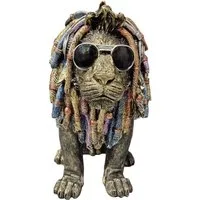 Figurendiscounter Gartenfigur Dekofigur Löwe mit Brille 20 cm gold