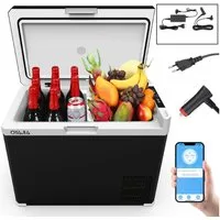 oyajia Kühlbox Kompressor Kühlbox, 2in1 Doppelzone Kühlbox Auto mit APP, 12/24V 230V, 40 l, Kühlbox Elektrisch, bis -20 °C für Auto, Lkw, Boot, Wohnwagen, Camping