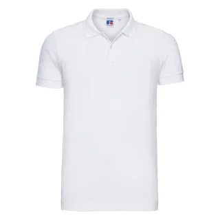 Russell Herren Stretch Kurzarm-Poloshirt (Weiß)