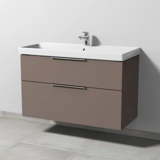 Sanipa 3way Waschtischunterbau zu Villeroy & Boch Avento Waschtisch mit 2 Auszügen, Taupe-Matt UP6241T