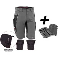 Qualitex Workwear Arbeitsshorts HANDWERKER-BUNDLE IRON Shorts + Kniepolstertasche inklusiv Kniepolster (3-tlg) modern kurze Arbeitshose - 13 Taschen - Strapazierfähig - Atmungsaktiv
