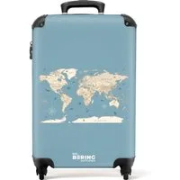 NoBoringSuitcases.com© Hartschalen-Trolley Weltkarte - Ozean - Realistisch - Blau 55x35x20cm, 4 Rollen, Reisetasche mit Rollen, Koffer Handgepäck Flugzeug