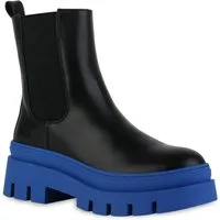 VAN HILL 839451 Plateaustiefelette Natalie Damen Plateau Stiefeletten Trendy Boots mit Profilsohle