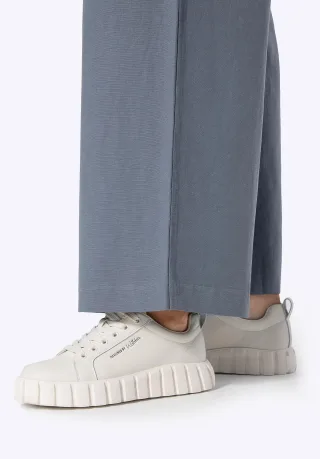Wittchen Damen-Sneaker aus Leder mit hohem Plateau, Off-White, Echtleder