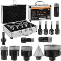 BIGSTREN Lochsäge Diamant-Lochbohrer M14-Zahnkränze 6-68 mm, Ø 68 mm, Spar-Set, 7-tlg., 11.000 U/min, Kompatibilität mit Winkelschleifern und klassischen Bohrmaschinen