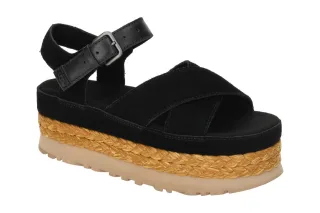 UGG 1167471 BLK AUBREY ANKLE STRAP Damen Sandalette SchwarzFlexibles PU-Plateau