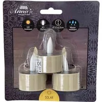 Coen Bakker Deco BV LED-Kerze (Set, 3-tlg), Solar Teelichter sand creme dezent flackernd außen 3,7x4,5cm