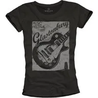 MAKAYA T-Shirt Damen Frauen Top Musik Gitarre Rock Woodstock Bandshirt Damenshirt