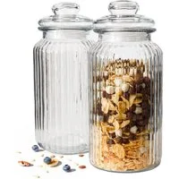 Sendez Vorratsglas 2er Set 1,5L Bonbonglas Vorratsgläser Vorratsgefäß Glasbehälter, Glas, (2-tlg)