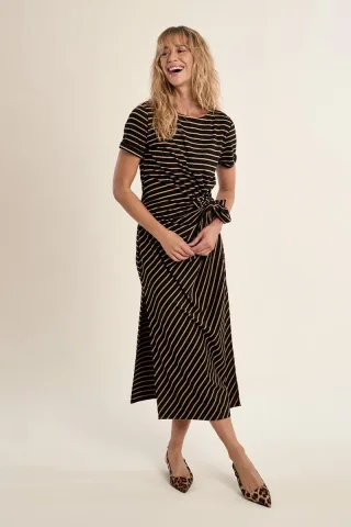 molly bracken - Lässiges Maxikleid mit Bindegürtel in der Taille braun/schwarz - Gr. - M
