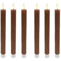 relaxdays LED-Kerze LED Stabkerzen 6er Set, Stimmungsvolle, flackernde LED-Beleuchtung ohne Brandgefahr, LED, Warmweiß, Coffee