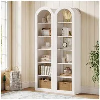 Tribesigns Bücherregal 190 cm Hoch, 6-stöckiges Schmales Regal Mit Bogendesign, Warmweiß
