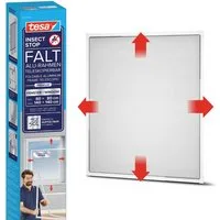 tesa Insektenschutz-Fensterrahmen FALT Alu Rahmen teleskopierbar Premium für Fenster, (Komplett-Set, 1-St., einfache Montage - 80 cm x 80 cm bis 140 cm x 140 cm - Weiß), Faltbarer Alu-Rahmen - Fliegengitter - verstellbarem Teleskoprahmen