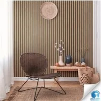 living walls Vliestapete DesignDrop vorgeleimte Tapete Holzpaneele Braun Beige Holzoptik, strukturiert, matt, (1 St), Vliestapete vorgekleistert floral für Schlafzimmer Wohnzimmer Küche
