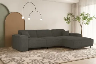 Ecksofa Designersofa GLORIA in Stoff Scala Anthrazit Ottomane Rechts
