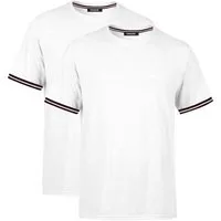 COMEOR T-Shirt Basic Herren Kurzarm Rundhalls (Packung, 2-tlg) mit gestreiften Ärmel Bündchen