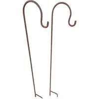 Deko-Impression Gartenstecker 2er-Set Gartenstab m. Haken Laternenhaken u. Doppelspieß Eisen Rost 90 (2-St)