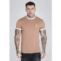 Siksilk T-Shirt SikSilk Herren Beige and Weiß Ringer T-Shirt