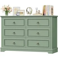 HOMECHO Kommode, Weiß mit 6 Schubladen, 120cm Breit Komodenschrank Sideboard