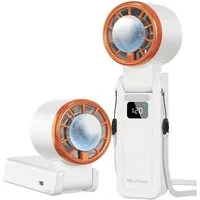 Quntis Handventilator Turbo Ventilator mit Kühleffekt, 120-stufiger Wind, Tragbarer, Mini, 3-in-1 Hand-, Hals- & Tischventilator aufladbar für Reisen & Outdoor