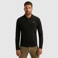 PME LEGEND Langarm-Poloshirt mit Logo-Aufnäher