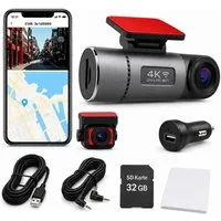 Goldstern-Tech Dashcam (4K Ultra HD, WLAN (Wi-Fi), Dual-Kamera Autokamera Set – Front- & Rückansicht in HD, GPS, WLAN, Nachtsicht & Parkmodus mit 32GB SD-Karte)