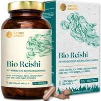Nature Basics Hochwertiges Bio Reishi 1500mg Vegan im Braunglas 120 Kapseln, 120 St., 79 g