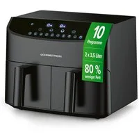 GOURMETmaxx Heißluftfritteuse Doppelkammer-Heißluftfritteuse 2x 3,5L,  Airfryer, 2400 W, Pommes & Nuggets fettarm zubereiten 2400 Watt 9 Funktionen bis 230°