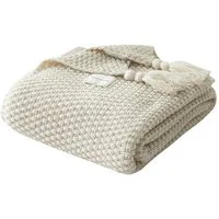 Rosnek Tagesdecke Vintage Quasten, gestrickt, warm weich, für Sofa Baby Decke, 110x150/137x170cm, Warm Weich