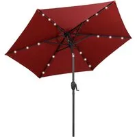 KOMFOTTEU Sonnenschirm, Terrassenschirm mit Lichtern, 6 Rippen & Handkurbel