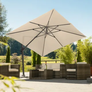 Schneider Schirme Ampelschirm "Rhodos Twist" natur, quadratisch, ohne Wegeplatten