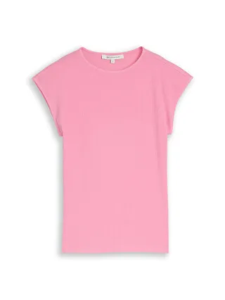 Denim Tom Tailor - Slim Fit T-Shirt mit Rippstruktur soft blush rose - Gr. - XL