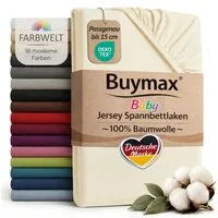Buymax Spannbettlaken Babybett Kinderbett 60x120cm 70x140cm, Jersey 100% Baumwolle, Gummizug: Rundumgummi, (1 Stück), bis 15 cm Matratzenhöhe, weich, atmungsaktiv, hautfreundlich