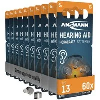 ANSMANN AG Hörgerätebatterien Typ 13 P13 PR48 ZL2, 60 Stück Knopfzelle