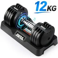 kehot Hantel-Set Verstellbare Kurzhantel 12 kg mit 5 Gewichtsstufen & Basisständer, (2–12 kg einstellbar für Heimtraining, Muskelaufbau & Fitnessstudio, mit Rutschfestem Griff,Sicherem Verriegelungssystem, Platzsparendes), Ergonomischer Griff für sic