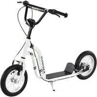 HOMCOM Scooter Kinderscooter Tretroller Cityroller Gummi Aluminium Weiß, 0 km/h, (Kinderscooter, 1 tlg., Tretroller), 120L x 58B x 85-95H cm