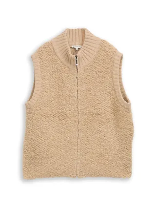 Tom Tailor - Bouclé Pullunder mit Reißverschluss gravel beige melange - Gr. - XXXL